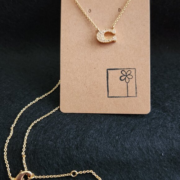 COACH Signature C crystal pendant gold toned chain with charm - Picture 4 of 8